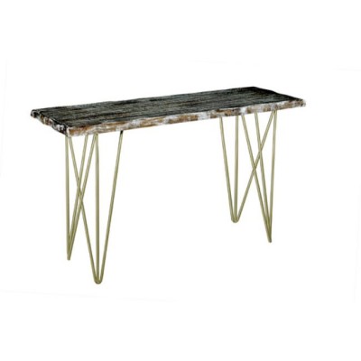 Industrial & vintage Black iron metal & solid mango wood Console Table