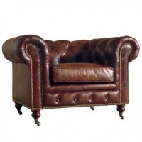 Vintage & industrial solid wood & Genuine cow leather living room sofa