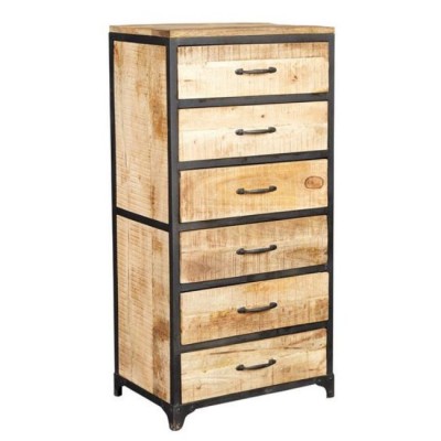 Industrial & vintage Iron & solid mango wood Tall multi drawers cabinet