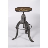 Industrial & vintage Cast iron metal tall bar stool with wooden Top