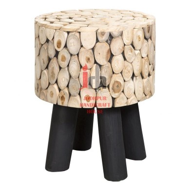 Industrial & vintage Indian Modern Unique Style Wooden Round Stool for Bulk Export