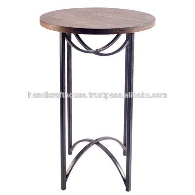 Industrial and Vintage Indian Round Metal And Mango Wood Bar Stool