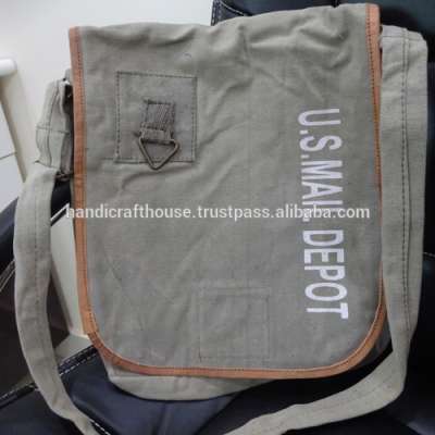 Handmade canvas leather jodhpur india messenger bags