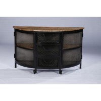 Industrial & vintage Iron metal & solid mango wood 3 door half round design living room cabinet